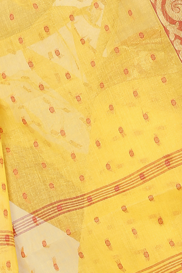 Yellow Pure Cotton Sachi Tant Saree (1021)